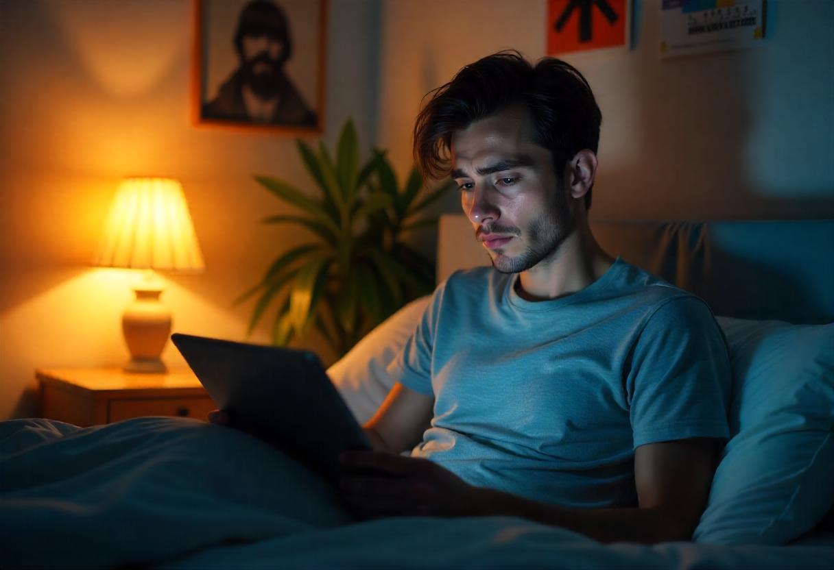 Patient using telepsychiatry platform for mental health care